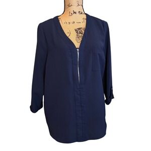 Primark Womens Office Business Casual Workwear Career Tunic Blouse Blue Size 10